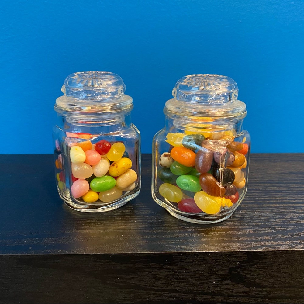 Set of 2 Vintage Glass Jars With Starburst Lids, Vintage Decor, Kitchen Goods
